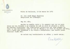 Invitació a Camilo José Cela per a pronunciar el Pregó del Llibre de la Setmana Cultural