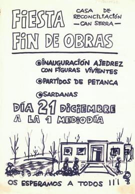 Cartell de la festa de fi d’obres de la Casa de Reconciliació de Can Serra