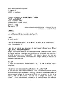 Entrevista a Amèlia Bartra Vallès sobre l'antic territori de La Marina