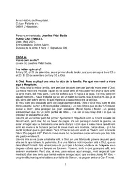 Entrevista a Josefina Vidal Badia sobre Can Trinxet