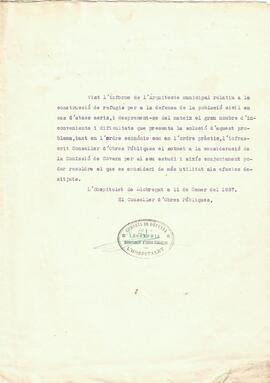 Dictamen presentat a la Comissió de Govern pel conseller d'obres públiques relatiu a la construcc...
