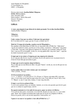 Entrevista a Josefina Rollan Villagrasa sobre Tecla Sala