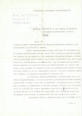 Carta adreçada al Director de la "Red Nacional de Teleclubs" del Ministeri d'Informació...