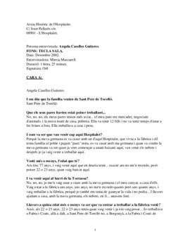Entrevista a Àngela Caselles Guiteres sobre Tecla Sala
