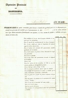 Pressupost municipal de l'any 1840