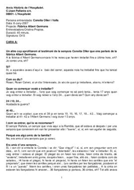 Entrevista a Conxita Oller Valls sobre Albert Germans