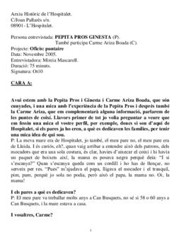 Entrevista a Pepita Pros Ginesta i Carme Ariza Bouda sobre l'ofici de puntaires