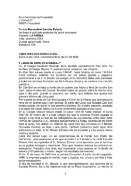 Entrevista a Bernardino Sanchís Palacio sobre La Farga