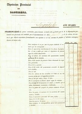 Pressupost municipal de l'any 1839