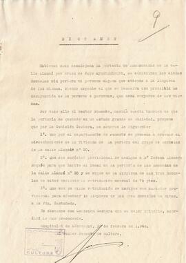 Dictamen designant a Teresa Llobera com a portera de les escoles del carrer Llançà, 20