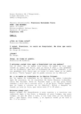 Entrevista a Francisca Hernández Parra sobre Can Trinxet