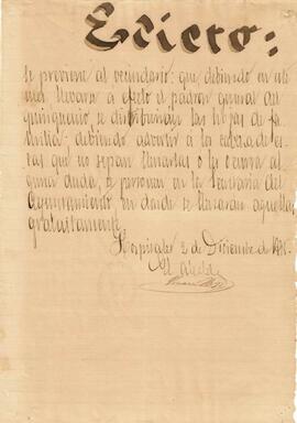 Edicte sobre el padró general emès per l'alcalde Joan Herp