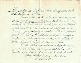 Esborrany d’un ban de l’alcalde sobre el lliurament de pa als veïns