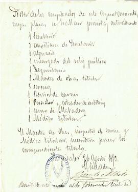 Nota dels empleat públics de l'Ajuntament enviada al Governador Civil