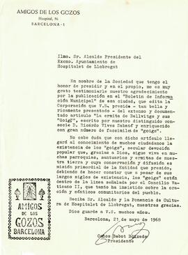 Carta de la societat Amigos de los Gozos