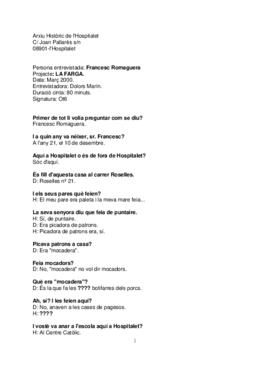 Entrevista a Francesc Romaguera Sala sobre La Farga