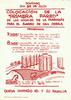 Cartell de l’acte de col·locació de la primera paret dels locals de la parròquia de Can Serra