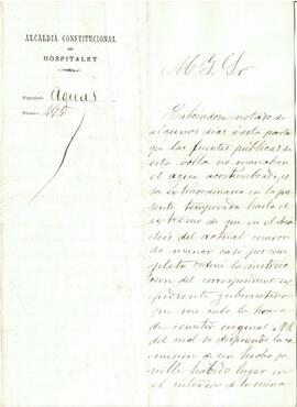 Carta de l’alcalde Francesc Goyta al jutge de primera instància de San Feliu de Llobregat